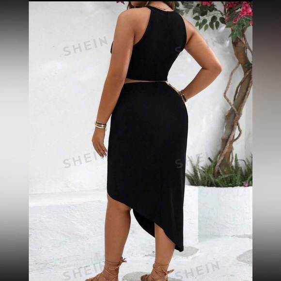 Black Crop Halter Top & Twist Front Skirt - Picture 2 of 7